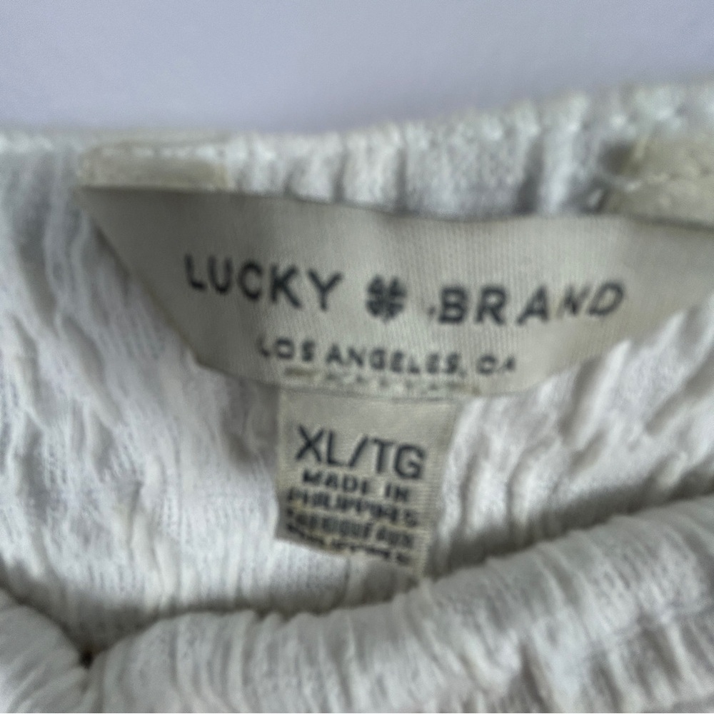 Lucky Brand Cotton Blend Square Neck Short Sleeve Top XL White - Picture 5 of 11